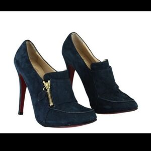 Autographed Signed Authentic Blue Suede Christian Louboutin Lapono Booties, 40.5